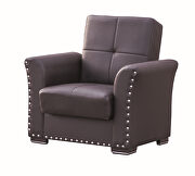 Diva (Brown) Brown pu leather chair with storage