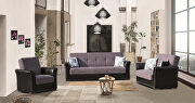 Diva SF (Gray) Brown pu leather / gray fabric sofa w/ storage
