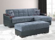 Down Town (Gray) Gray chenille fabric reversible sectional sofa