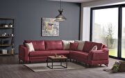 Reversible burgundy storage sectional w/ bed main photo