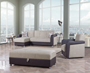 Harmony (Sand/Brown) Reversilble two-toned brown fabric / brown pu sectional