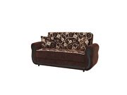 Classic style casual loveseat in brown chenille fabric