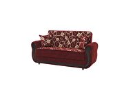 Classic style casual loveseat in burgundy chenille fabric