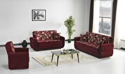 Classic style casual sofa in burgundy chenille fabric
