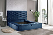 Blue microfiber storage queen bed w/ full platform main photo