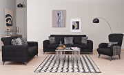Manavgat (Black) Stylish casual style black chenille fabric sofa