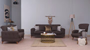 Manavgat (Brown) Stylish casual style brown chenille fabric sofa