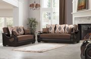 Brown microfiber / bonded leather sleeper sofa main photo