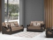Brown chenille / bonded leather sleeper sofa main photo