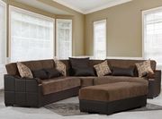 Midtown (Brown) Cozy casual style reversible home sectional in brown fabric