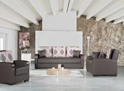 Mobimax (Brown PU) Brown pu leather modern sofa / sofa bed w/ storage