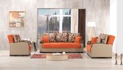 Orange chenille fabric modern sofa / sofa bed w/ storage