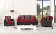 Red polyester fabric modern sofa / sofa bed w/ storage main photo