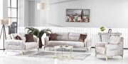 Moda (Beige) Beige velvet fabric sofa bed in modern style