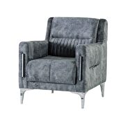 Moda (Gray) Gray velvet fabric chair in modern style