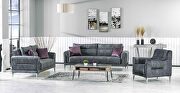 Moda (Gray) Gray velvet fabric sofa bed in modern style