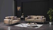 Exclusive concept stylish beige microfiber modern sofa main photo