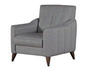 Gray chenille casual style channel tufted chair