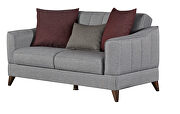 Gray chenille casual style channel tufted loveseat