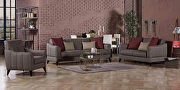 Brown chenille casual style channel tufted sofa