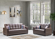 Brown pu leatherette sofa sleeper main photo