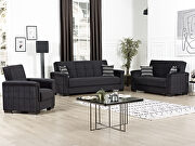 Pro (Black MF) Black microfiber sofa sleeper w/ square tufted pattern