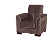 Pro (Brown MF) Brown microfiber chair sleeper w/ square tufted pattern