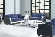 Modern blue sofa w/ bed option and storage main photo