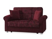 Burgundy chenille fabric casual living room loveseat