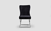 Royal (Black / Silver) Black microsuede dining chair w/ silver legs
