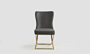 Royal (Gray / Gold) Gray microsuede dining chair w/ gold legs