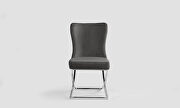 Royal (Gray / Silver) Gray microsuede dining chair w/ silver legs