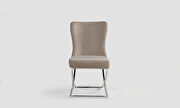 Beige microsuede dining chair w/ silver legs main photo