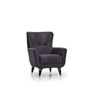 Ruby (Dark Gray) Stylish dark gray / gold trim chair w/ storage