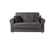 Casual microfiber rolled arms gray microfiber loveseat