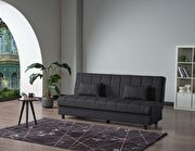 Sasta (Black) Versatile sofabed in black chenille fabric upholstery