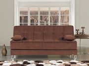 Brown fabric sofa bed w/ storage and 2 pillows main photo