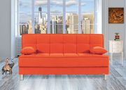 Orange fabric sofa bed w/ storage and 2 pillows main photo