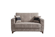 Simple attractive design everyday use loveseat in beige microfiber main photo