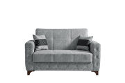 Simple attractive design everyday use loveseat in gray microfiber