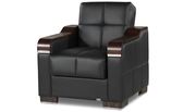 Uptown (Black) Modern black leatherette chair w/ storage
