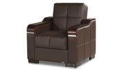 Modern brown leatherette chair w/ storage