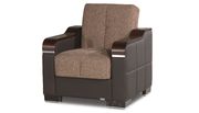 Modern brown fabric chair w/ storage