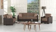 Modern brown fabric sofa w/ storage
