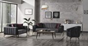 Stylish low profile channel tufted gray sofa main photo