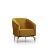 Stylish low profile channel tufted mustard chair