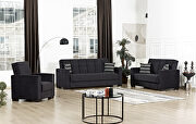 Armada (Black MF) Compact black sofa with storage feature