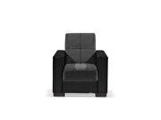 Armada (Asphalt/Black) Gray microfiber / black pu leather chair w/ storage