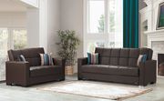 Brown pu leatherette sofa w/ storage main photo