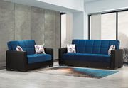 Armada (Blue) Emarald blue microfiber sofa w/ storage